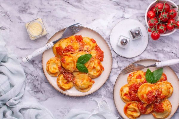 Burrata Ravioli With Fresh Tomato Sauce