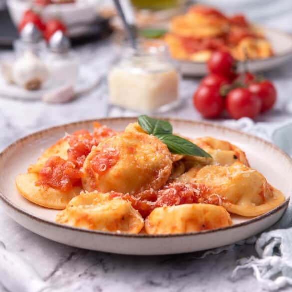 Burrata Ravioli With Fresh Tomato Sauce