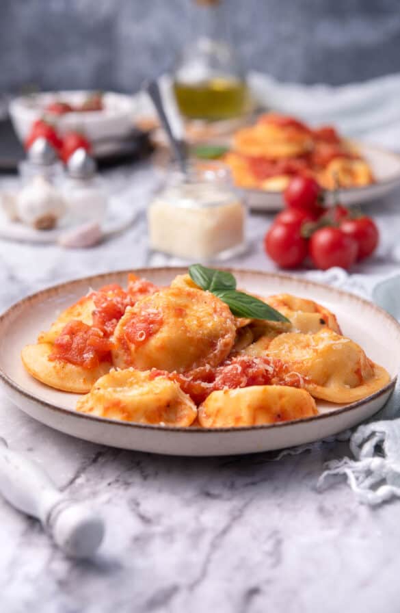 Burrata Ravioli With Fresh Tomato Sauce