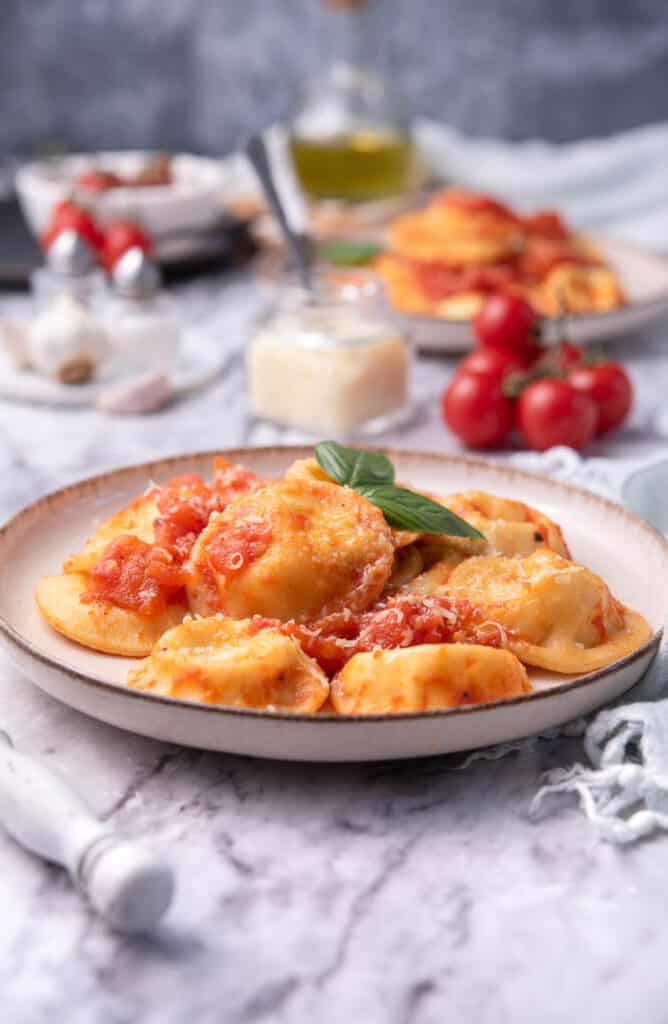 Burrata Ravioli With Fresh Tomato Sauce
